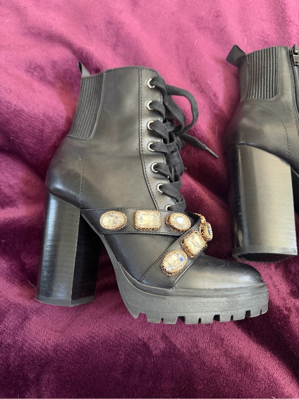 Steve Madden Latch Booties with Gem-Embellished Straps
